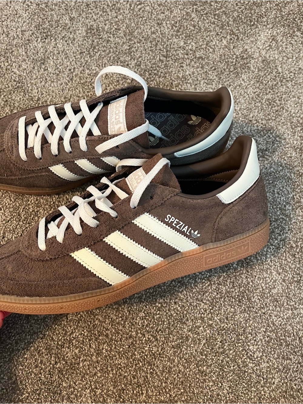 Adidas Handball Spezial Original Suede Sneakers - Gum Sole Brown & White - Picture 11 of 16
